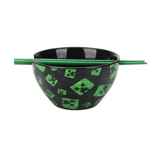 Load image into Gallery viewer, Minecraft 20 oz. Ceramic Ramen Bowl with Chopsticks
