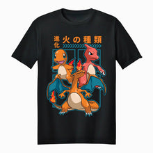 Load image into Gallery viewer, Pokemon Charmander Evolution Charizard Adult Unisex T-Shirt: L
