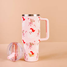 Load image into Gallery viewer, 40 oz Lifestyle Flip Straw Tumbler-Holly Jolly Santa

