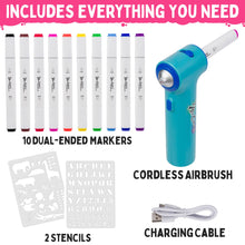 Load image into Gallery viewer, Aircolor Airbrush Kit (includes Markers &amp; Stencils) TPG-490
