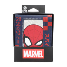 Load image into Gallery viewer, Spider-Man Classic Spidey &amp; Kanji 3.5” Black Bifold Card Wallet
