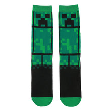 Load image into Gallery viewer, Minecraft Creepers Adult Green Casual Crew Socks-OSFA
