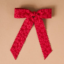 Load image into Gallery viewer, Flower Scallop Hair Bow-Red
