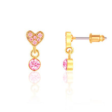 Load image into Gallery viewer, Little Luxe Drop Earrings | Heart with Pink Cubic Zirconia

