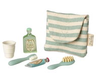 Tooth brush set in bag, Mouse - Blue stripe