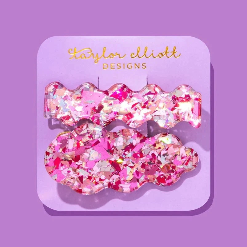 Pink Confetti Hair Clip Set