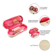 Load image into Gallery viewer, Hello Kitty Character Face White Glitter 6” Cosmetic Pouch
