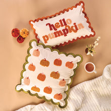 Load image into Gallery viewer, Scalloped Square Throw Pillow-Pumpkin Patch
