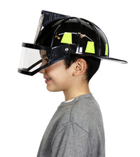 Load image into Gallery viewer, Firefighter Helmet W/Visor: Black / Adj Size
