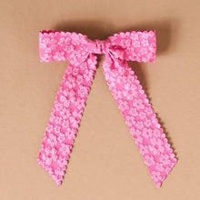 Load image into Gallery viewer, Flower Scallop Hair Bow-Hot Pink
