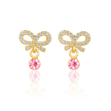 Load image into Gallery viewer, Little Luxe Drop Earrings | Crystal Bow with CZ
