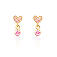 Load image into Gallery viewer, Little Luxe Drop Earrings | Heart with Pink Cubic Zirconia
