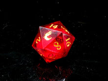 Load image into Gallery viewer, Old School Dice: Sharp Edged 35mm D20 - Liquid Infused - Crimson Fury
