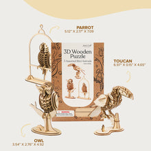 Load image into Gallery viewer, 3D Laser Cut Wooden Puzzle Bundle Pack: Bird Animals
