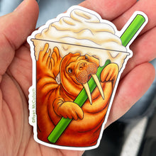 Load image into Gallery viewer, VINYL or CHROME HOLOGRAPHIC STICKER: Walrus Macchiato Coffee: Glossy
