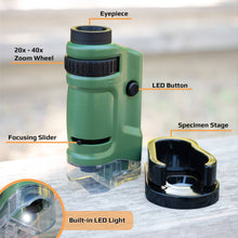Load image into Gallery viewer, 20x-40x, Zoom LED Lighted Pocket Microscope - Science Fun
