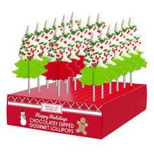 Load image into Gallery viewer, Chocolate-Dipped Holiday Confetti Tree Lollipops
