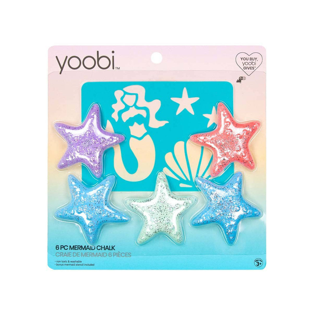 TS Yoobi Novelty 6pc Chalk and Stencil Set Mermaid