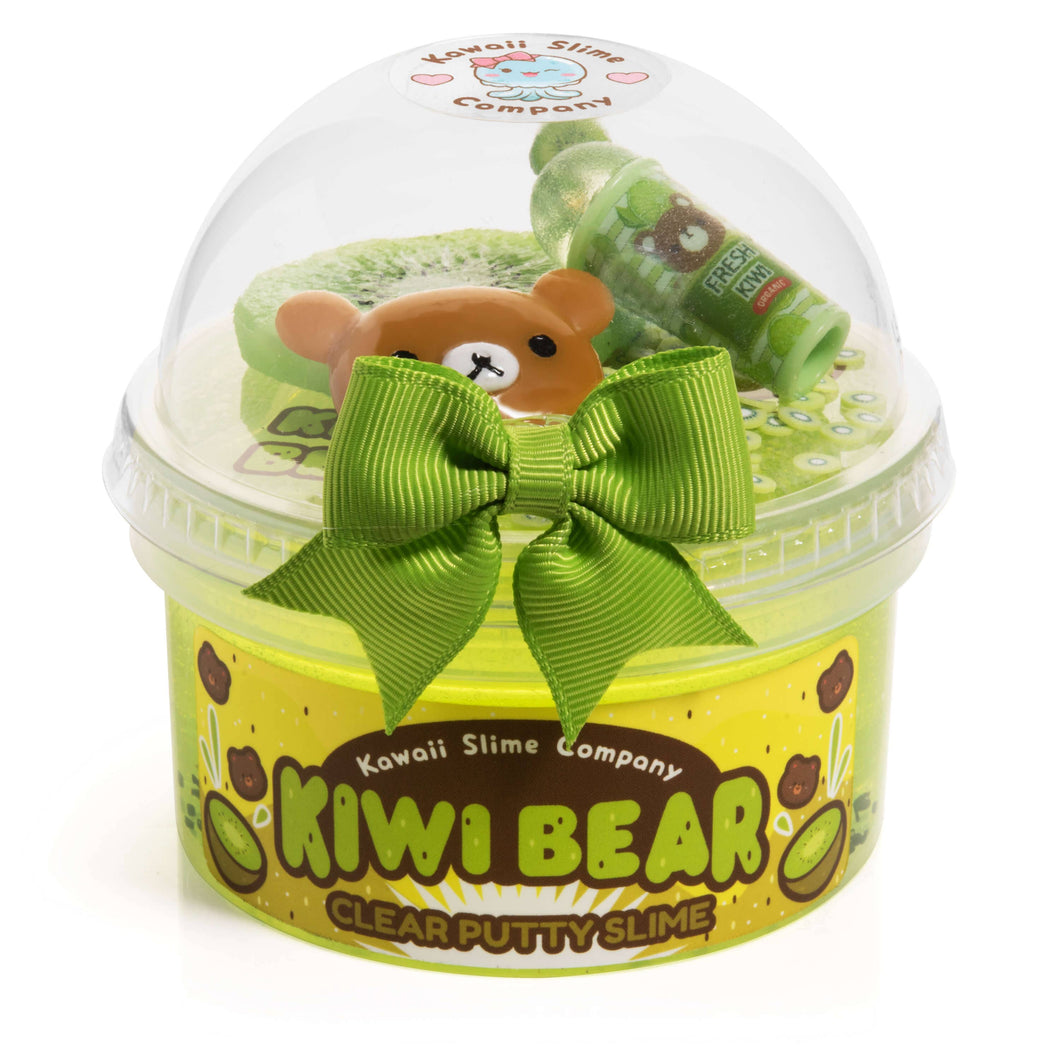 Kawaii Kiwi Bear Putty Clear Slime
