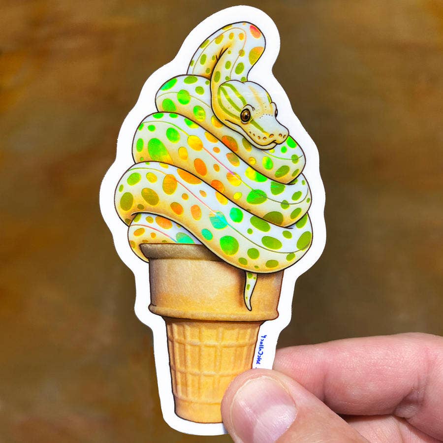 HOLOGRAPHIC STICKER: Sssssoft Seeeeerve (Soft Serve Python)