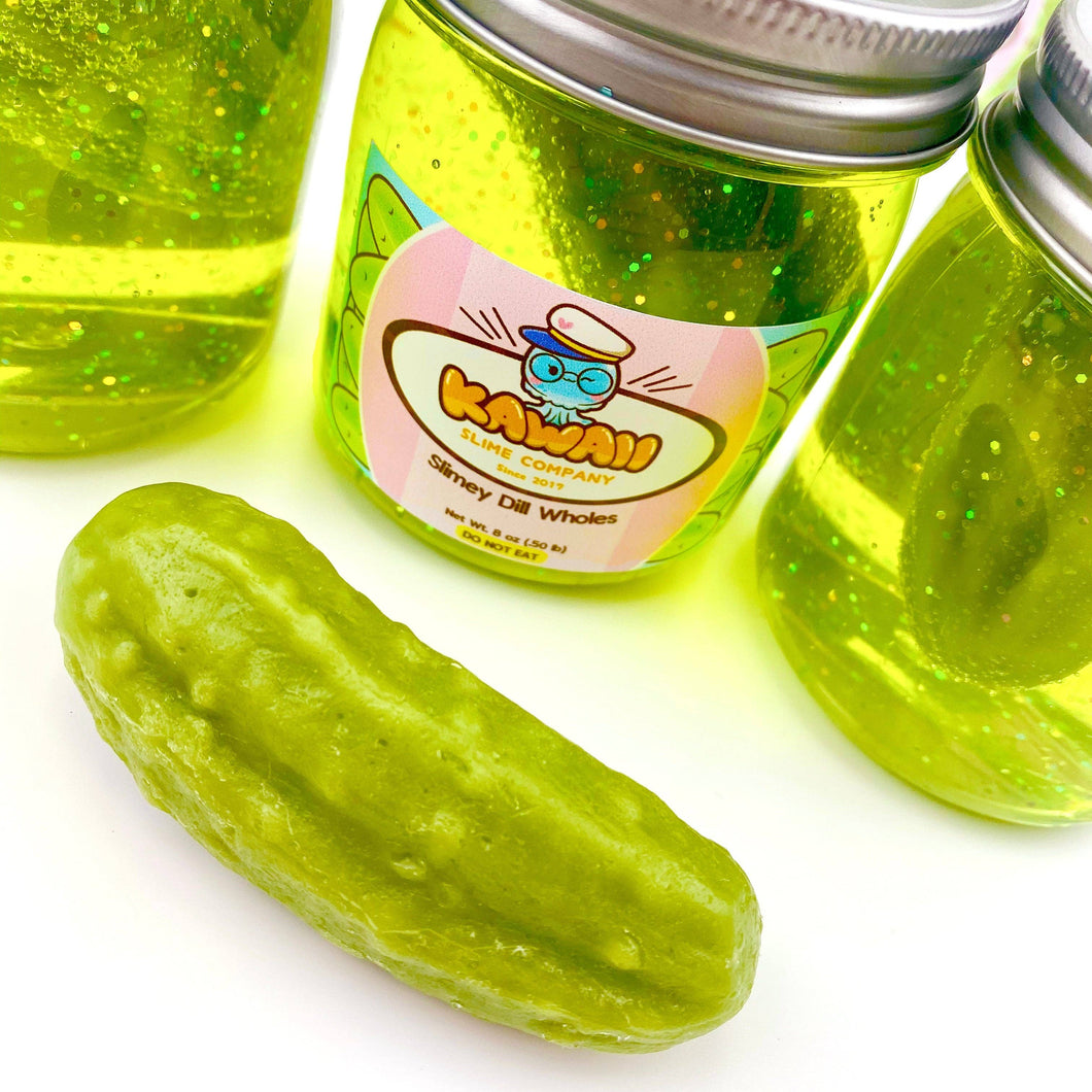 Kawaii Shimmery Pickle Clear Slime